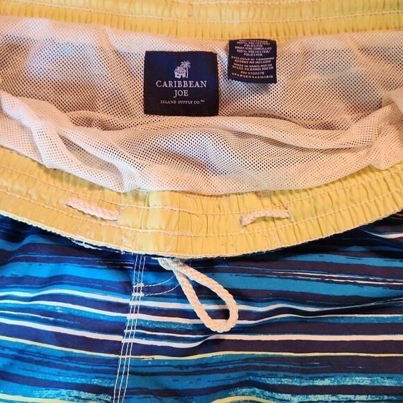 CARIBBEAN JOE Swim Trunks Shorts, Beachwear Drawstring, XXL, Blue & White - Picture 11 of 12